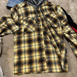 checked shirt hoodie $15