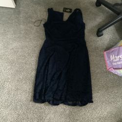 Navy Blue Modest Knee Length Dress (Medium)