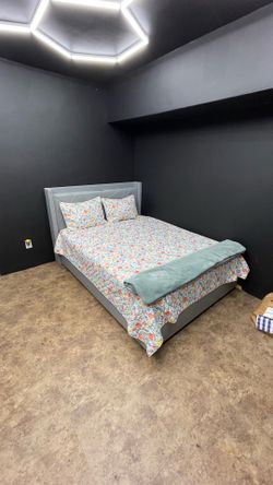 queen frame with mattress