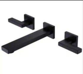 BWE Two-Handle Wall Mounted Bathroom Faucet in Matte Black
