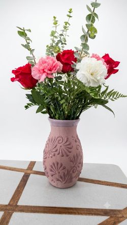 Florero, Lavender Talavera  Style Vase, Made in Mexico