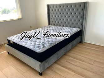 New queen bed frame with mattress