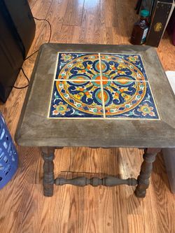 Antique Spanish Tile Side Table