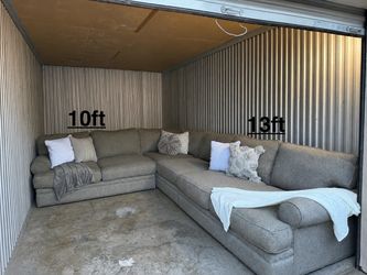 Large Gray Fabric L-Shaped Sectional Sofa