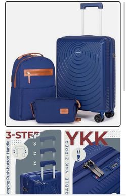 “20 Inch Carry On Softshell Luggage Airline Approved, Navy 3 SET