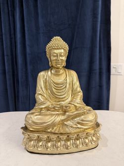 Gold Buddha Statue – Meditating Buddha on Lotus Base
