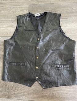 Motorcycle biker vest men’s Size 2XL Vintage Ashburn Black Patchwork Leather