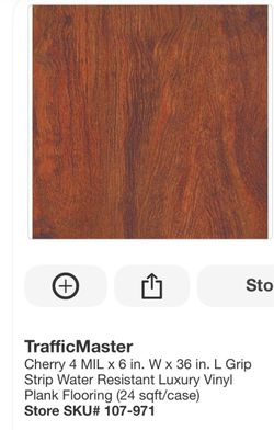 TrafficMaster Cherry 4 MIL × 6 in. W × 36 in. L Grip Strip Water Resistant Luxury Vinyl Plank Flooring NEW