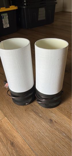 Pair of Table Lamps with White Fabric Shades