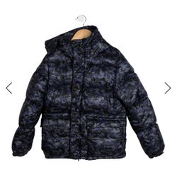 Burberry Kids Blue and Black Camo Puffer Jacket