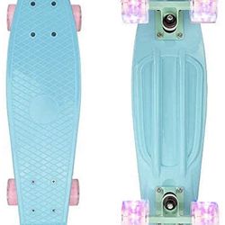 Nordmiex Complete 22inches Cruiser Skateboard with led Light up Wheels for Beginners,School Girls and Boys