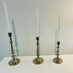 3 Candlesticks w/ candles 