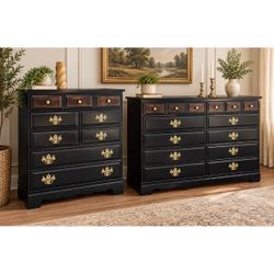 Refinished Black Angelina Dresser Set