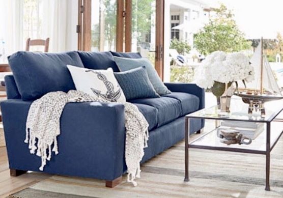 PotteryBarn Brand New Blue SLIPCOVER for PB Basic Sofa