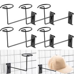 Blulu 6 Pcs Hat Displayer for Gridwall, Metal Hat Helmet Rack Retail Store Display Shelves Organizer Gridwall Hat Rack Wall Fixtures Gridwall Hooks Ac