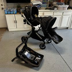 Single to Double Child Stroller with Infant Car Seat Base Attachment