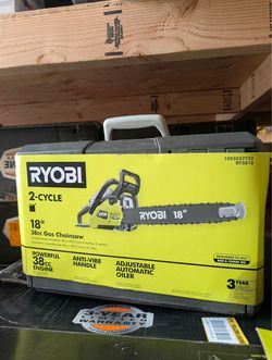 RYOBI 18 in. 38cc 2-Cycle Gas Chainsaw with Heavy-Duty Case – New