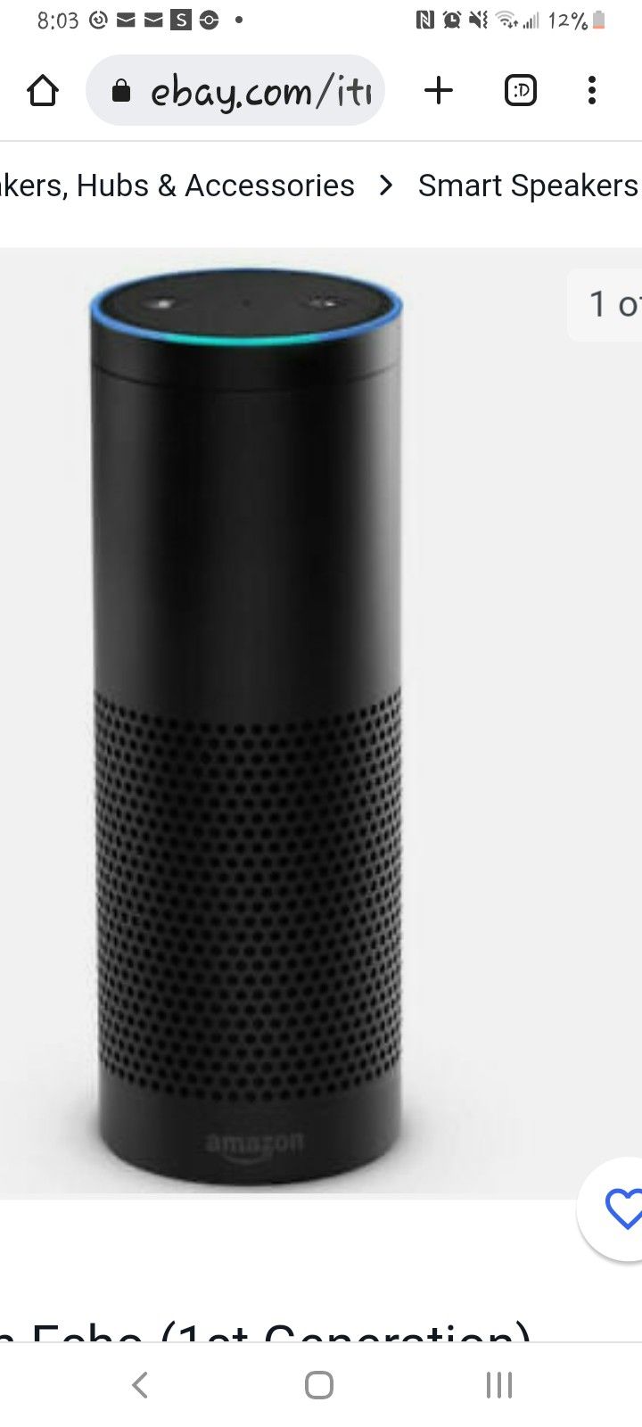 Amazon Echo 2nd Generation Black Smart Speaker Echo Spot 2nd Gen