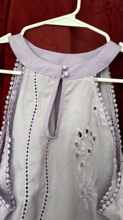 Lavender Embroidered Sleeveless Blouse