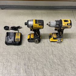 Dewalt 2PC 20V Atomic Brushless Combo DCD708 Drill, DCF809 Impact, 2 Batteries 1