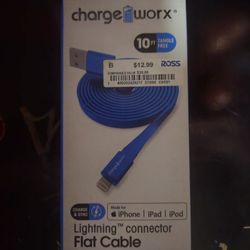ChargeWorx Blue Lightning Cable 10ft