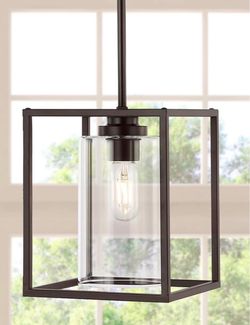 Brand New Black & Clear Glass Pendant Light Fixture