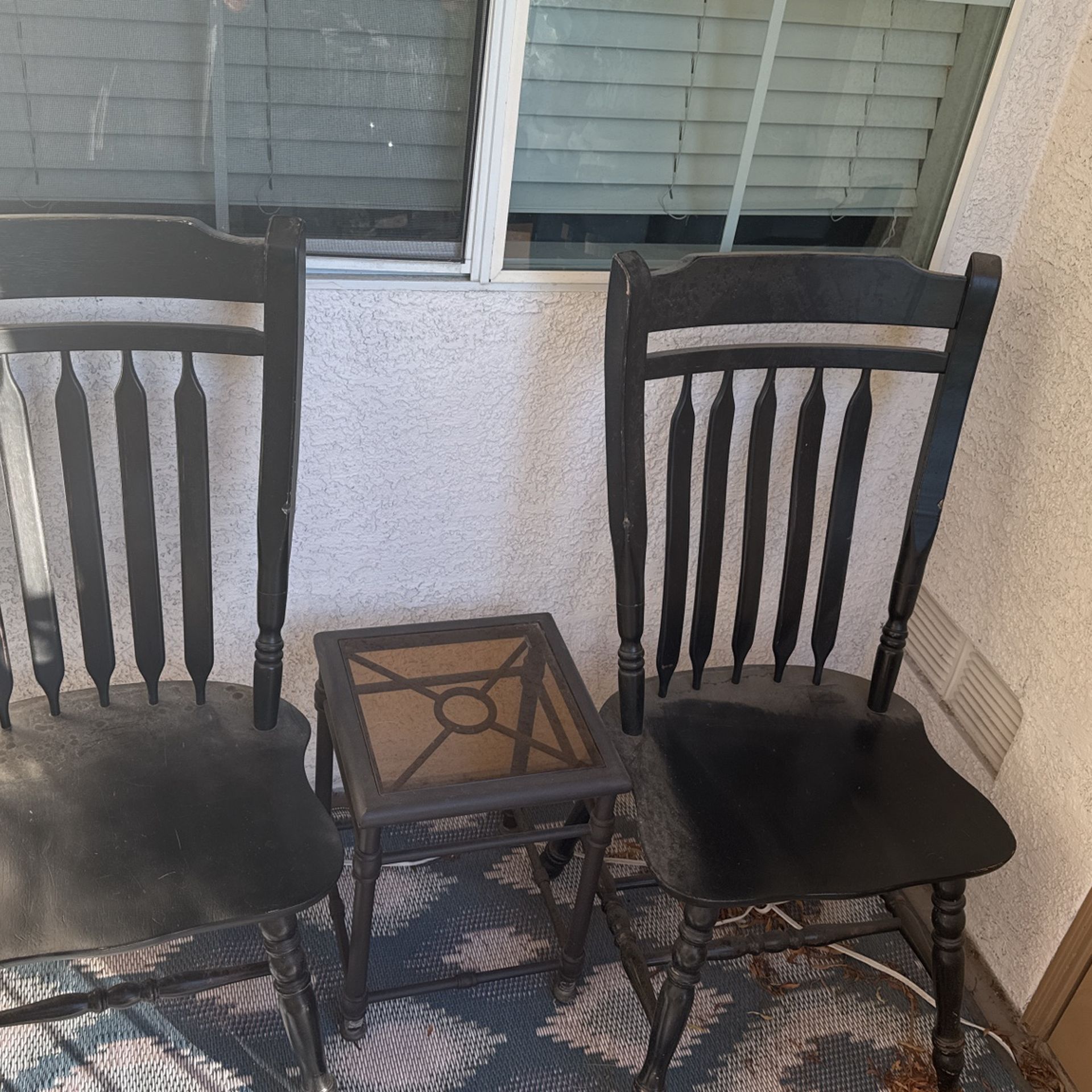 Two Black Wooden Chairs Farmhouse Style Great Condition
