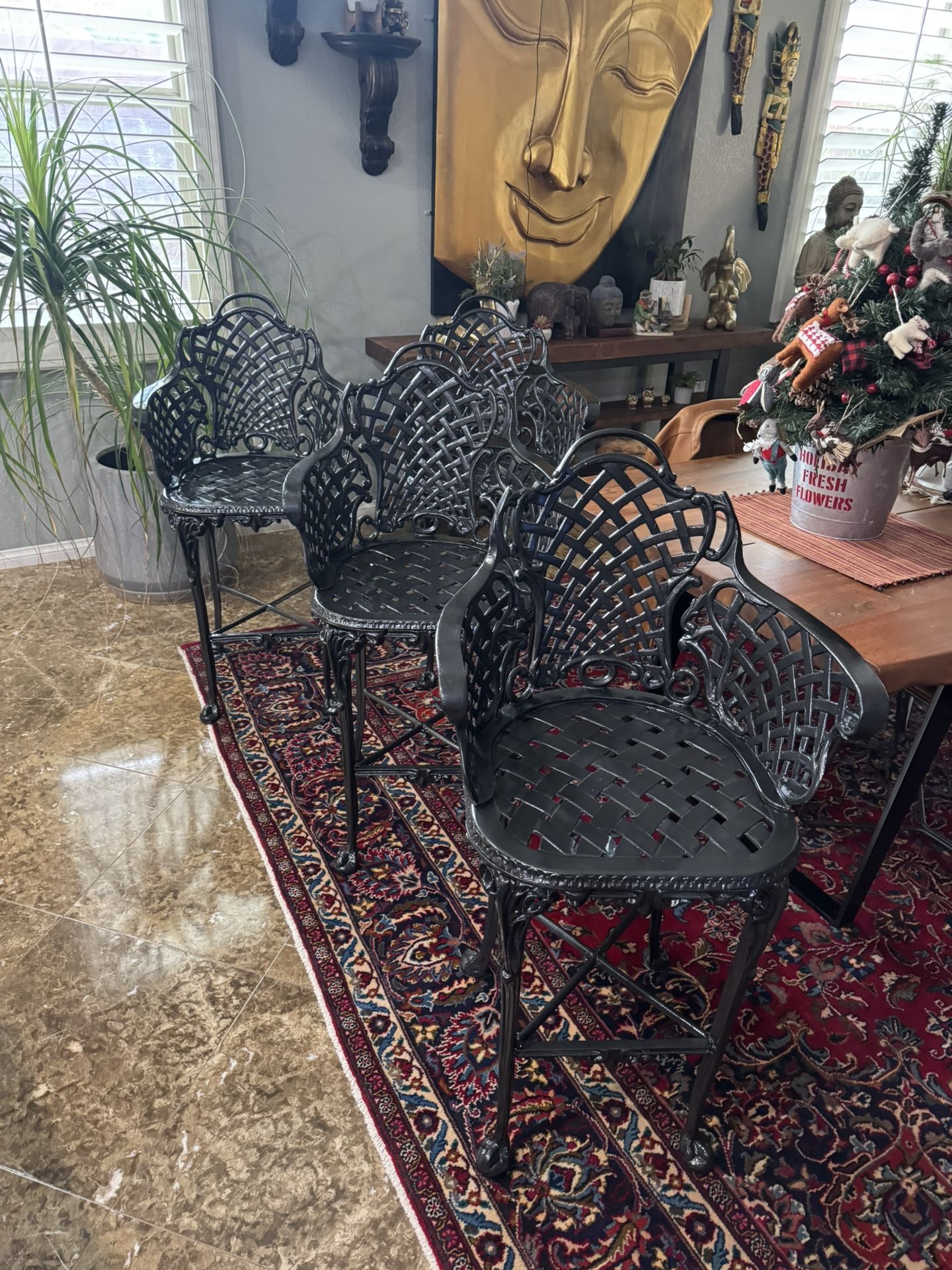 Like New 4 pc. Cast Iron/ Alum. Counter Stools