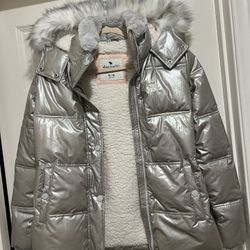 Abercrombie Jacket Coat Silver Waterproof 15/16 years Girls Like New Very Good Condition And Clean Puffer Faux Fur Jacket Snow Jacket Coat 