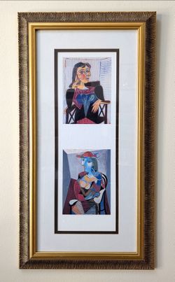 Pablo Picasso Double Portrait Diptych 102/1000 Offset Lithograph Framed