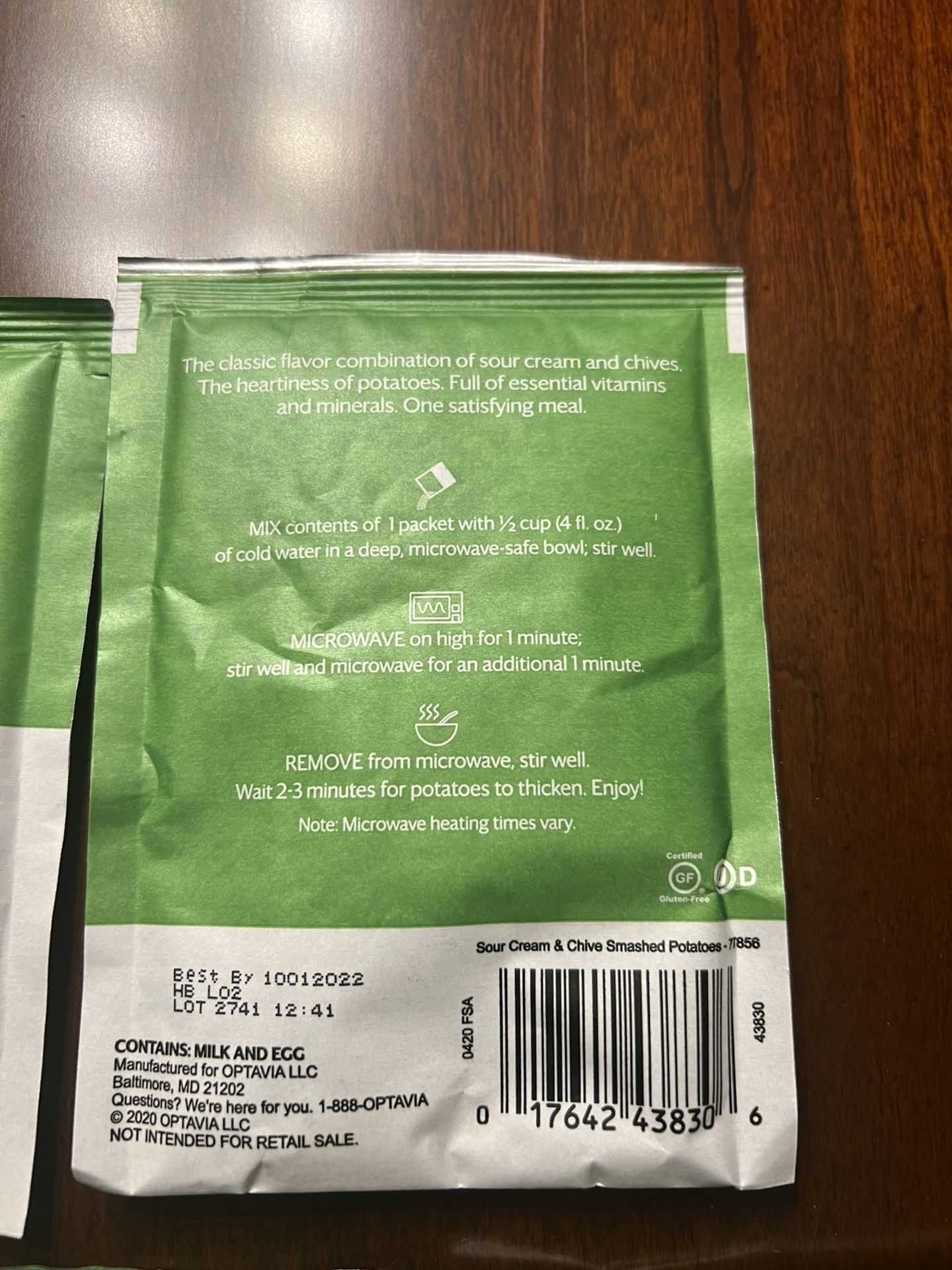 Optavia Mashed Potato, Garlic And Sour Cream /chice for Sale in