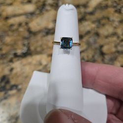 NWT GENUINE 1.24 Cts BLUE ZIRCON SOLITAIRE RING 10K GOLD -Free Certificate Appraisal size 4.5