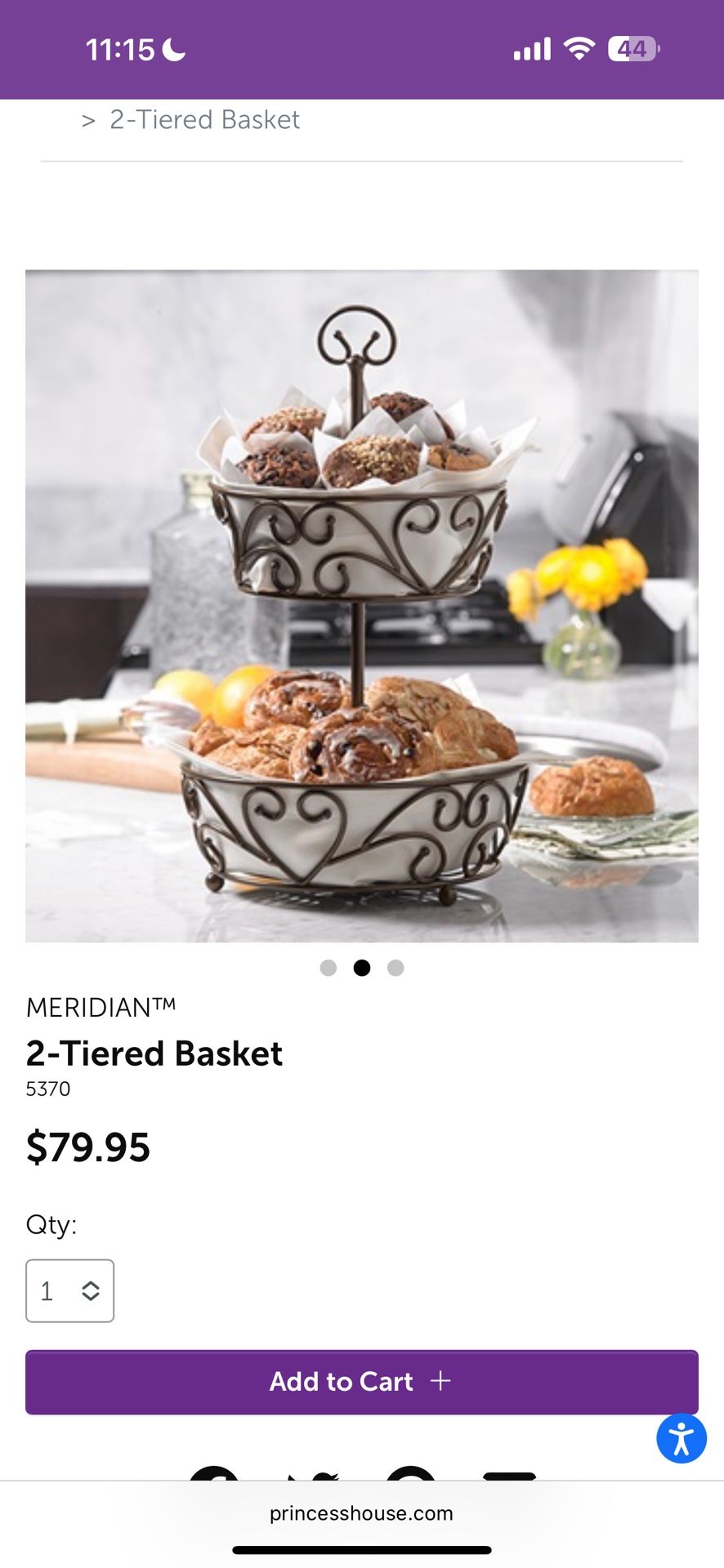 Princess House Tier Fruit Basket