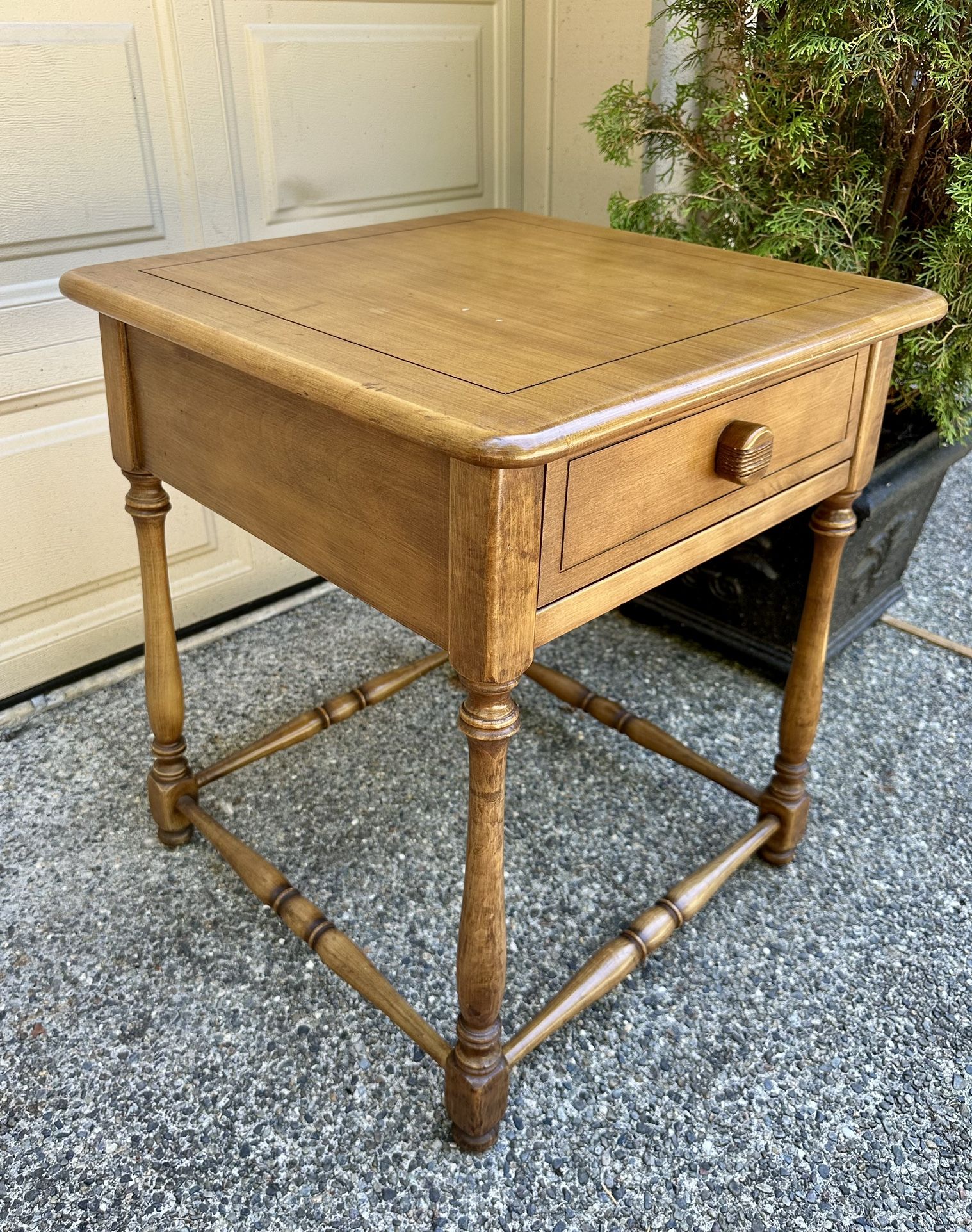 Mid-Century Maple Nightstand - Solid Wood