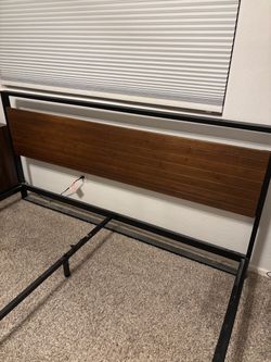 King Size Zinus Suzanne Chestnut Brown Bamboo & Metal Platform Bed Frame