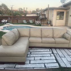 Genuine Leather Sectional Couch (delivery Available) 