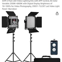 GVM 2 Pack LED Video Lighting Kits with APP Control, Bi-Color Variable 2300K~6800K with Digital Display Brightness of 10~100% for Video Photography, C