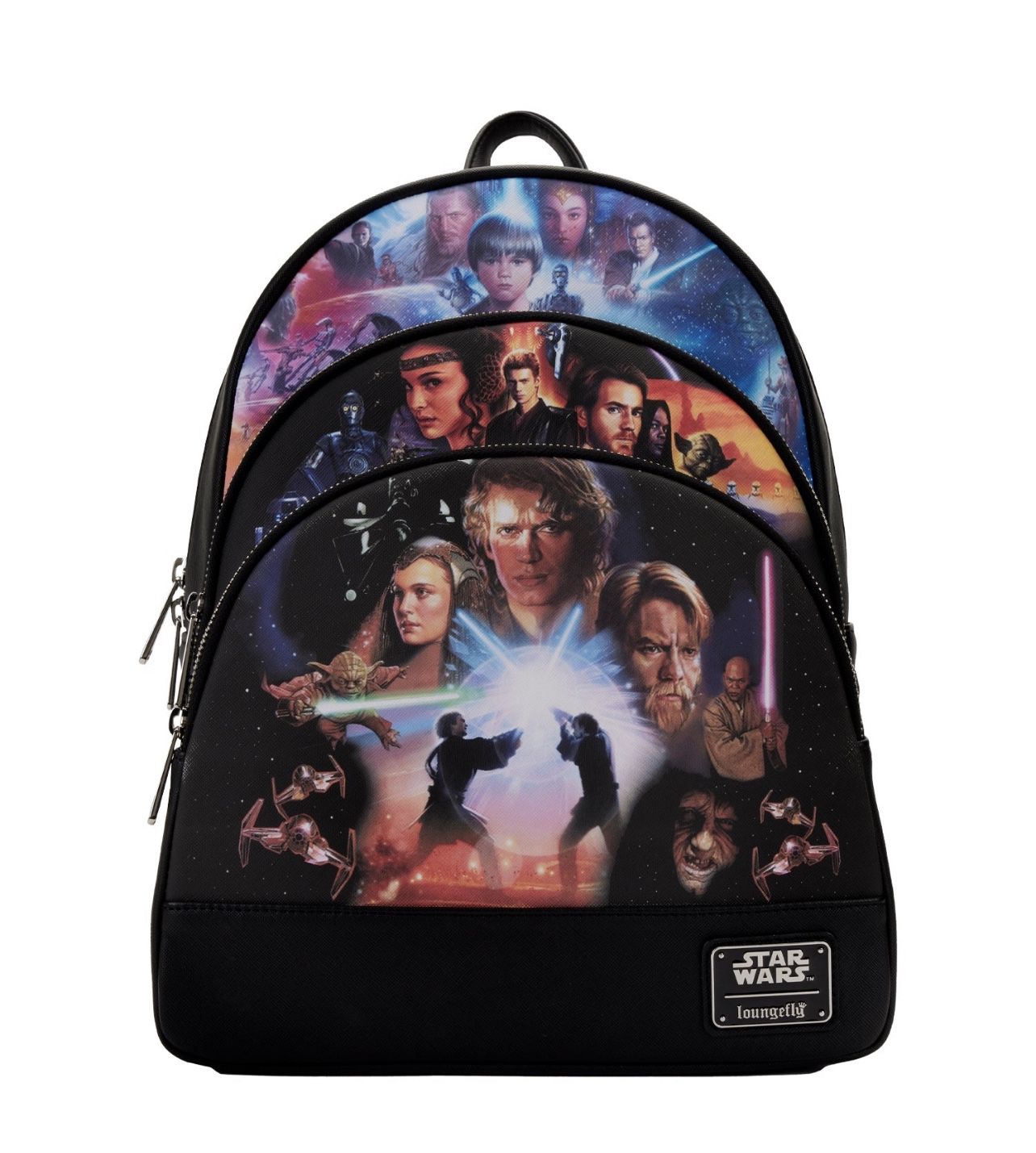 Star Wars Loungefly Prequel Trilogy Triple Pocket Mini Backpack New Without Tags