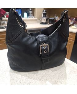 Vintage Coach handbag, black leather Coach bag