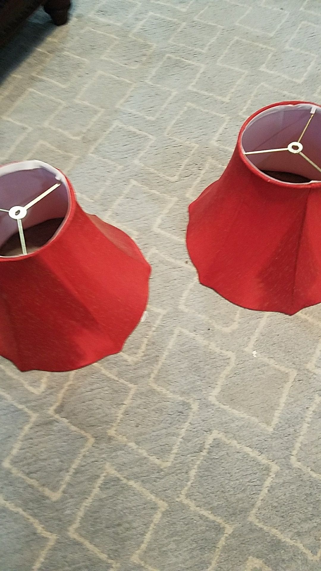 Pair of red lamp shades
