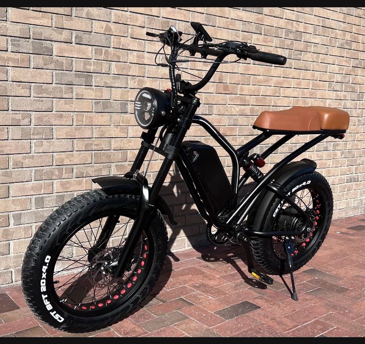 1000 Watt Electric Chopper Style E-Bike, 32mph, Throttle, Pedal Assist, Full Suspension 
