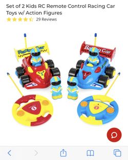Brand new Set of 2 Kids RC Remote Control Racing Car Toys w/ Action Figures