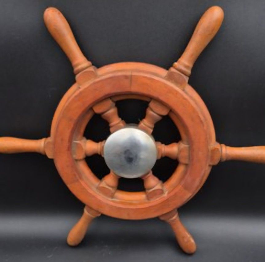 Authentic 1950s Ship Wheel and Ship Wheel Designed Mirror