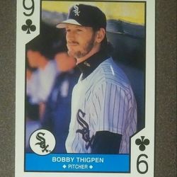 1990 Bobby Thigpen Chicago White Sox 9-of-Clubs Nine Pitcher Playing Baseball Card Vintage Collectible MLB Poker