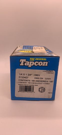 Tapcon 1/4x1-3/4” Steel Hex Head Climaseal Concrete Anchor Screws (contact info removed). 