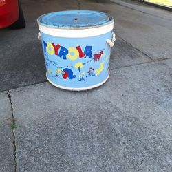 Vintage Toy Container With Original Metal Lid