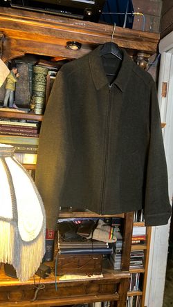 Dark Olive Wool Zip-Up Jacket