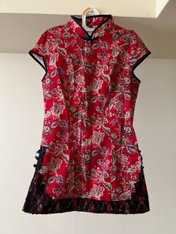 NEW women Asian Style Chinese Japanese Flora Flower Top Size XS