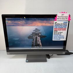 HP Pavilion 24-b227c 24" Touchscreen All-in-One PC i5-7400T Windows 11 Pro PC NEW 512GB SSD 16GB RAM