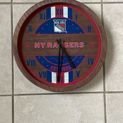 Oak Barrel NY Rangers Clock